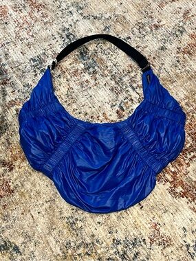 Rare Adidas SLVR Blue Ruched Nylon Hobo Shoulder Bag Y2K Tech Fashion